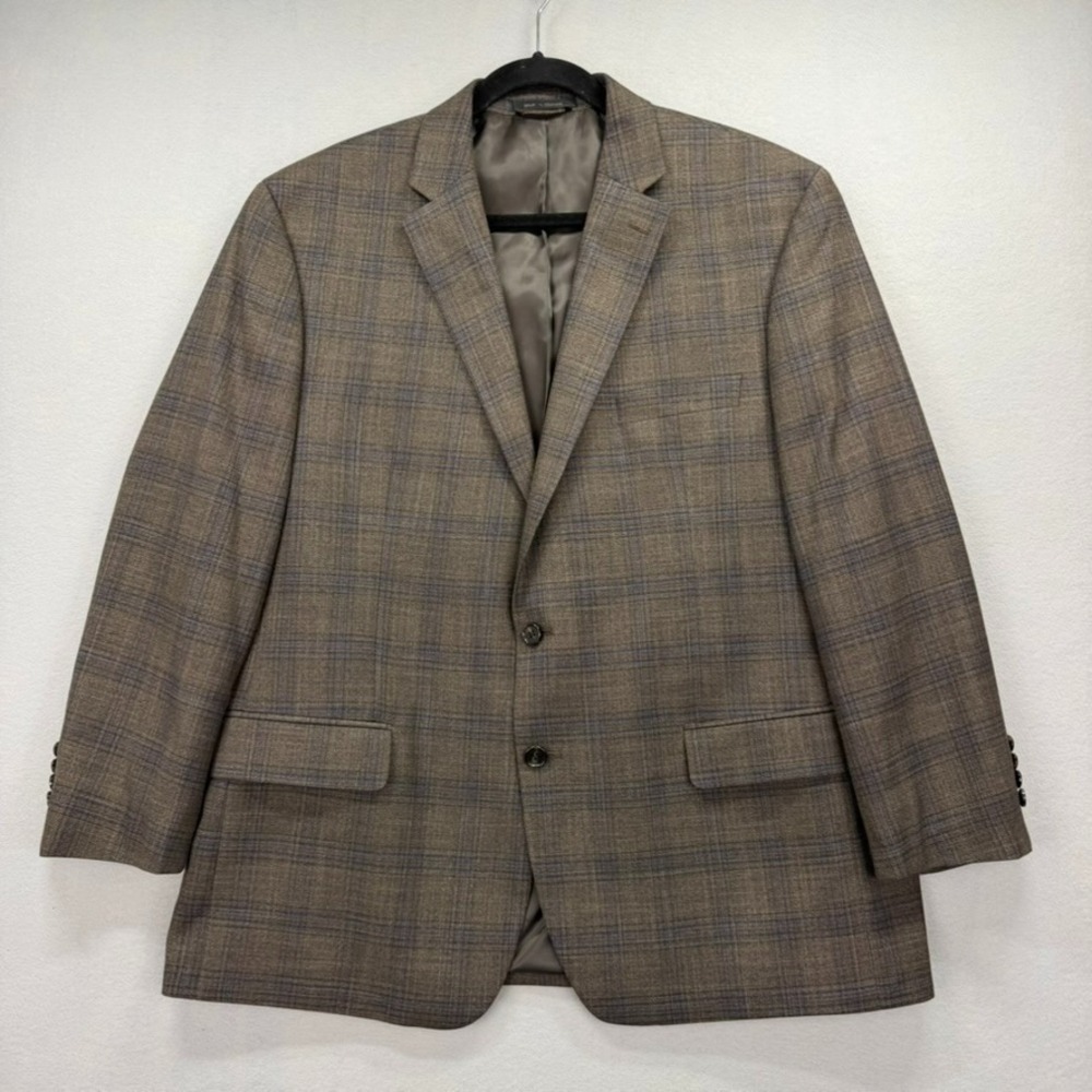 Lauren Ralph Lauren Blazer Jacket Mens 46R Brown Check Formal Black Label Coat